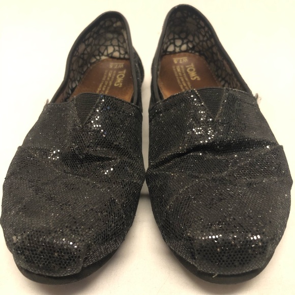 Toms Shoes Toms Glitter Shoes Loafers Black Sparkles Poshmark